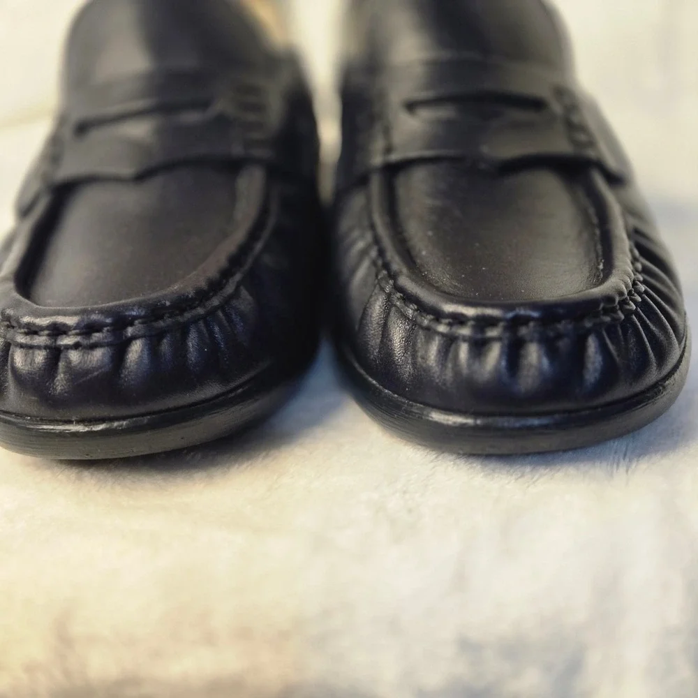 SAS Womens Penny Loafers Navy Blue Leather Comfort Walking Shoes Handcrafted